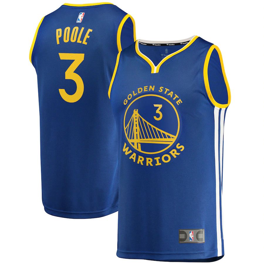 Men Golden State Warriors #3 Jordan Poole Fanatics Branded Royal 2022-23 Fast Break Replica Player NBA Jersey